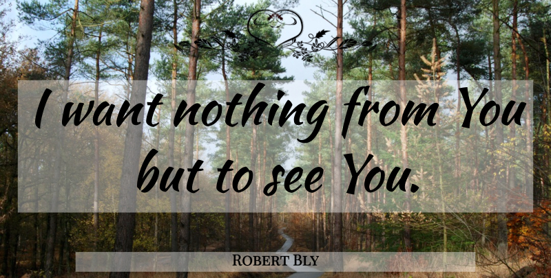 Robert Bly Quote About Want: I Want Nothing From You...