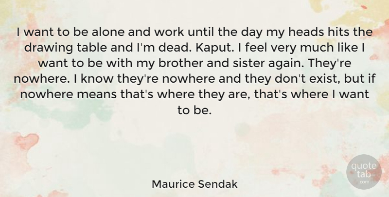 Maurice Sendak Quote About Brother, Mean, Drawing: I Want To Be Alone...
