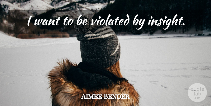 Aimee Bender Quote About Want, Insight: I Want To Be Violated...