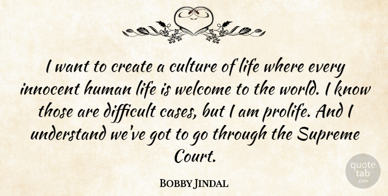 Bobby Jindal Quote About Culture, World, Want: I Want To Create A...