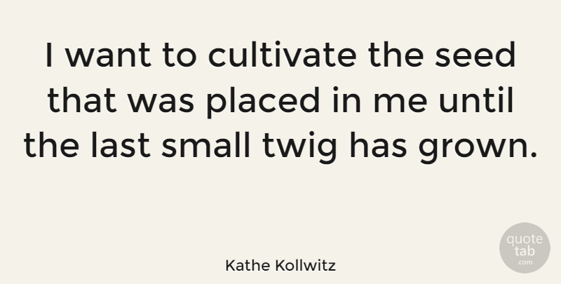 Kathe Kollwitz Quote About Cultivate, Placed, Twig, Until: I Want To Cultivate The...