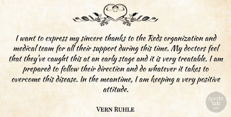 Vern Ruhle Quote About Caught, Direction, Doctors, Early, Express: I Want To Express My...