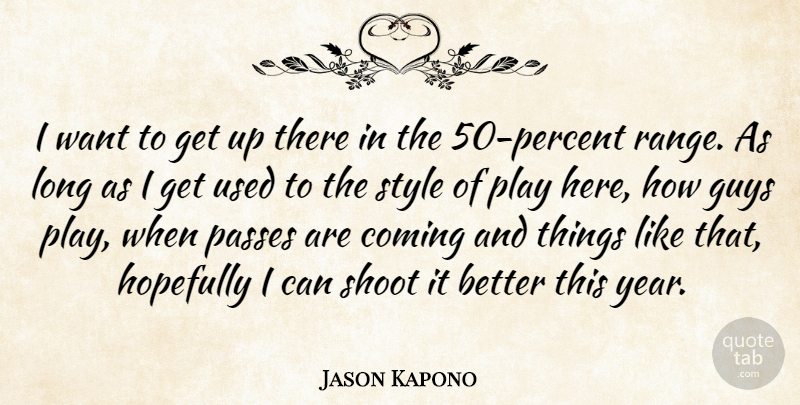 Jason Kapono Quote About Coming, Guys, Hopefully, Passes, Shoot: I Want To Get Up...