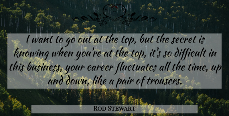 Rod Stewart Quote About Careers, Knowing, Secret: I Want To Go Out...