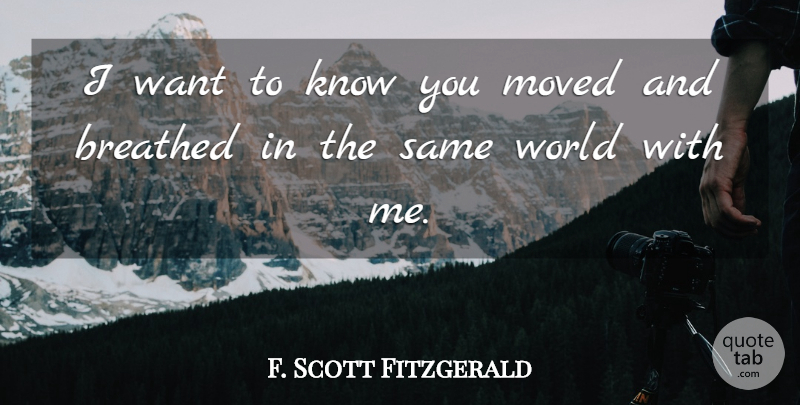 F. Scott Fitzgerald Quote About Love, World, Want: I Want To Know You...