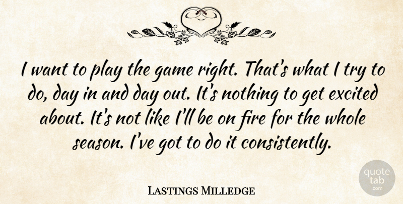 Lastings Milledge Quote About Excited, Fire, Game: I Want To Play The...