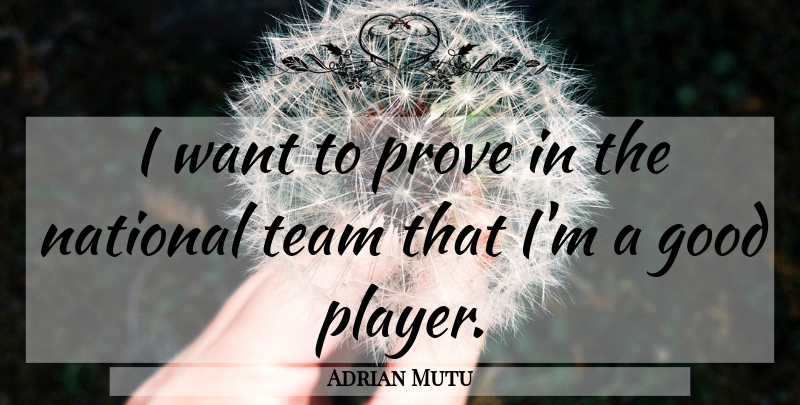 Adrian Mutu Quote About Good, National, Prove, Team: I Want To Prove In...