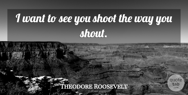 Theodore Roosevelt Quote About Way, Want, Shouting: I Want To See You...