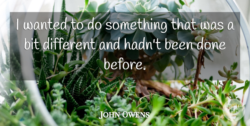 John Owens Quote About Bit: I Wanted To Do Something...
