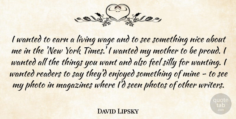 David Lipsky Quote About Earn, Enjoyed, Magazines, Mine, Photo: I Wanted To Earn A...