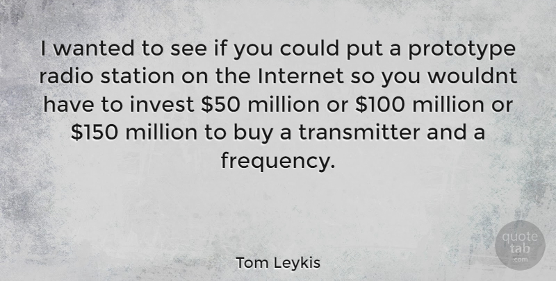 Tom Leykis Quote About Radio, Internet, Wanted: I Wanted To See If...