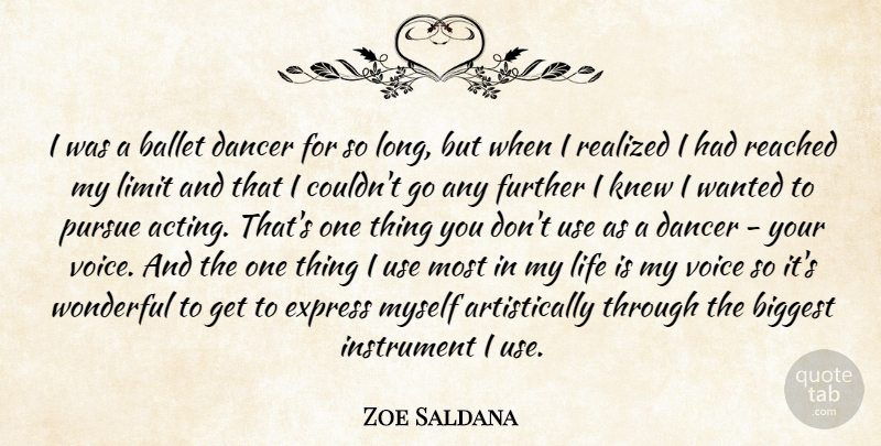 Zoe Saldana Quote About Voice, Long, Dancer: I Was A Ballet Dancer...