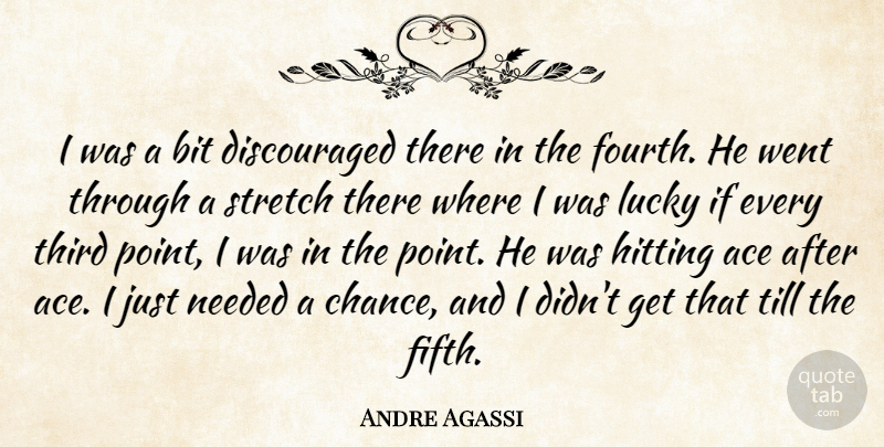 Andre Agassi Quote About Ace, Bit, Hitting, Lucky, Needed: I Was A Bit Discouraged...