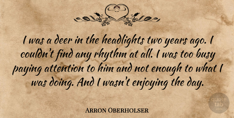 Arron Oberholser Quote About Attention, Busy, Deer, Enjoying, Headlights: I Was A Deer In...