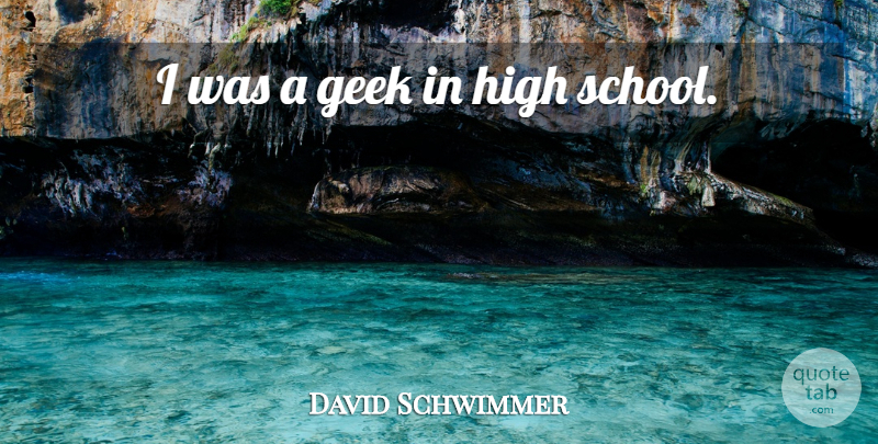 David Schwimmer Quote About School, High School, Geek: I Was A Geek In...
