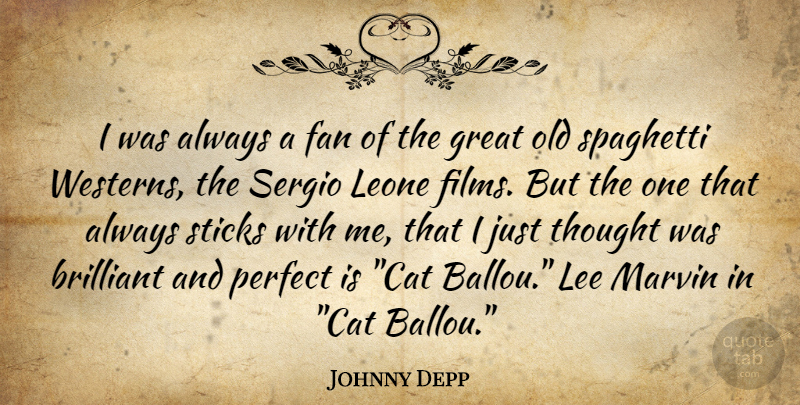 Johnny Depp Quote About Cat, Perfect, Sticks: I Was Always A Fan...