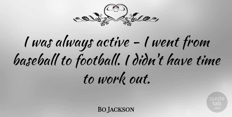 Bo Jackson Quote About Soccer, Baseball, Football: I Was Always Active I...