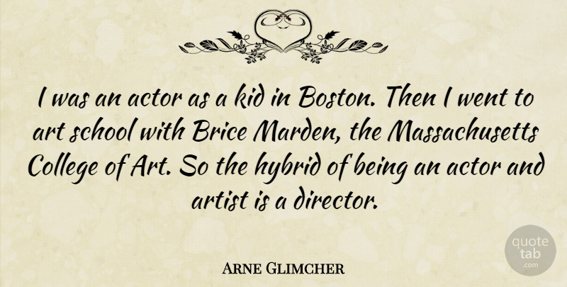 Arne Glimcher Quote About Art, School, Kids: I Was An Actor As...