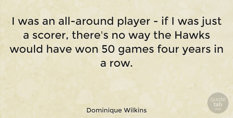 Dominique Wilkins Quote About Player, Games, Years: I Was An All Around...