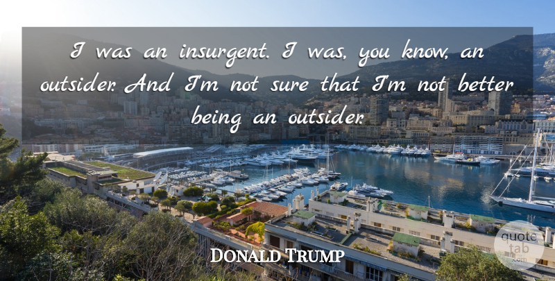 Donald Trump Quote About Outsiders, Not Sure, Knows: I Was An Insurgent I...