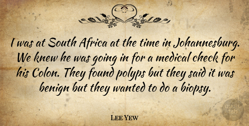 Lee Yew Quote About Africa, Benign, Check, Found, Knew: I Was At South Africa...