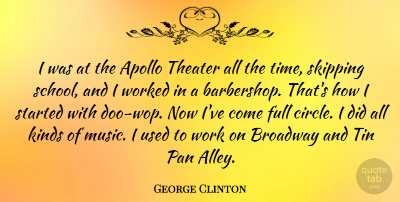 George Clinton Quote About School, Circles, Tin Pan Alley: I Was At The Apollo...