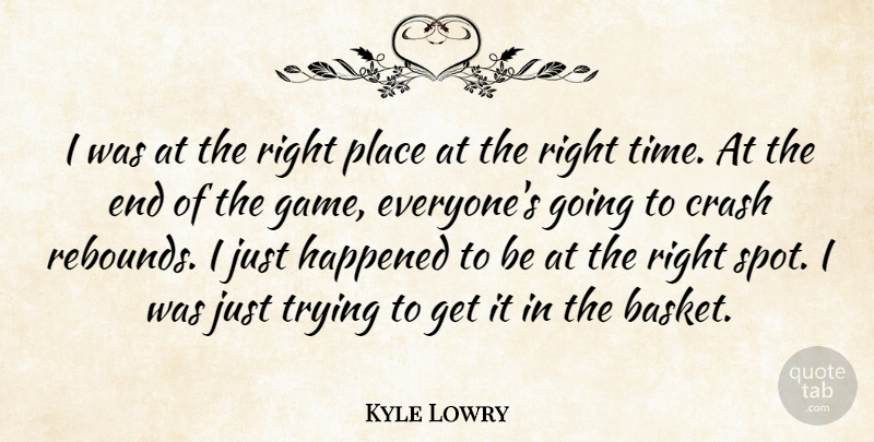 Kyle Lowry Quote About Crash, Happened, Trying: I Was At The Right...