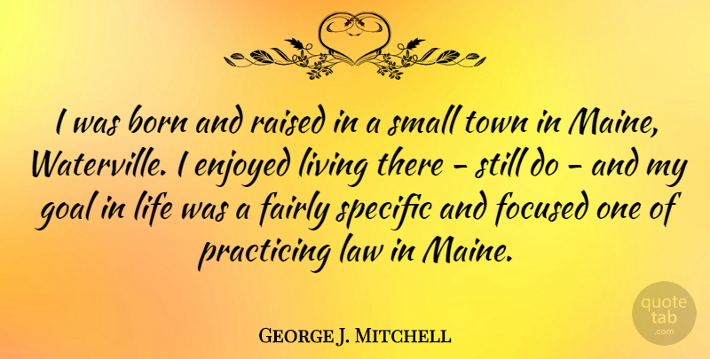 George J. Mitchell Quote About Born, Enjoyed, Fairly, Focused, Life: I Was Born And Raised...