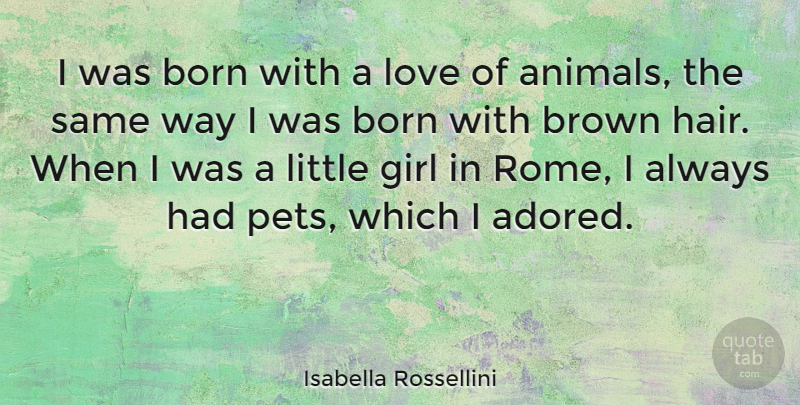 Isabella Rossellini Quote About Born, Brown, Love: I Was Born With A...