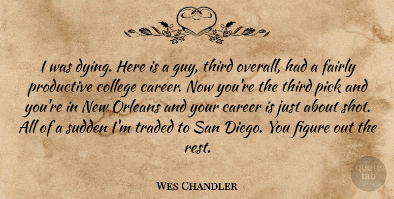 Wes Chandler Quote About Career, College, Fairly, Figure, Orleans: I Was Dying Here Is...