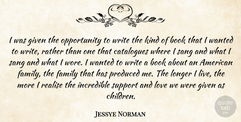 Jessye Norman Quote About Book, Family, Given, Incredible, Longer: I Was Given The Opportunity...
