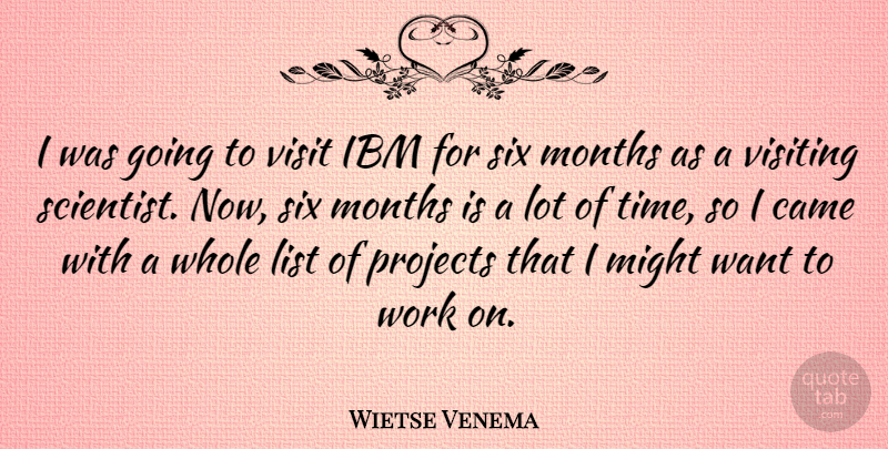 Wietse Venema Quote About Six Months, Want, Might: I Was Going To Visit...