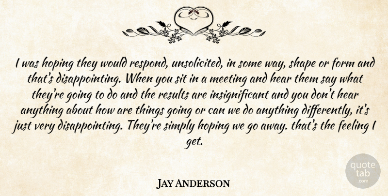 Jay Anderson Quote About Feeling, Form, Hear, Hoping, Meeting: I Was Hoping They Would...