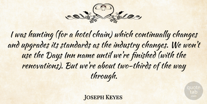 Joseph Keyes Quote About Changes, Days, Finished, Hotel, Hunting: I Was Hunting For A...