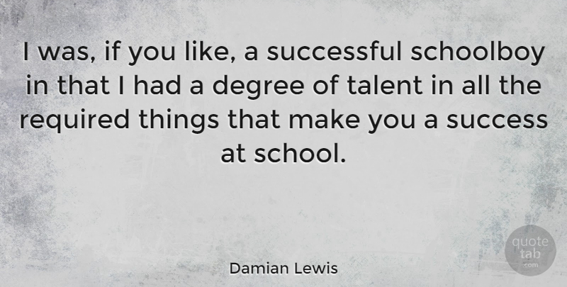 Damian Lewis Quote About School, Successful, Degrees: I Was If You Like...