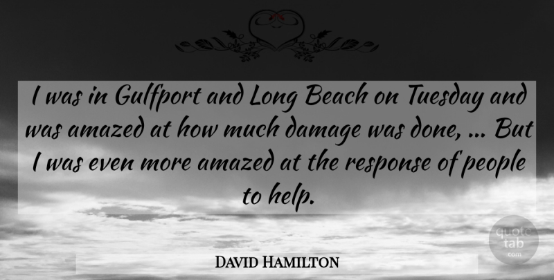 David Hamilton Quote About Amazed, Beach, Damage, People, Response: I Was In Gulfport And...