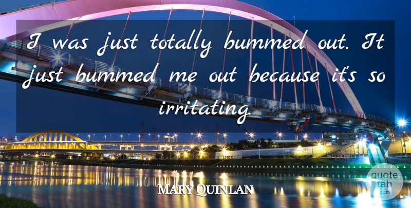 Mary Quinlan Quote About Bummed, Totally: I Was Just Totally Bummed...