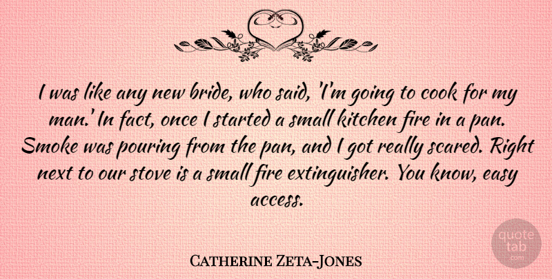 Catherine Zeta-Jones Quote About Men, Fire Extinguishers, Kitchen: I Was Like Any New...