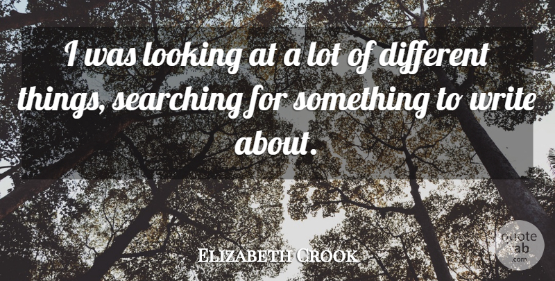Elizabeth Crook Quote About Looking, Searching: I Was Looking At A...