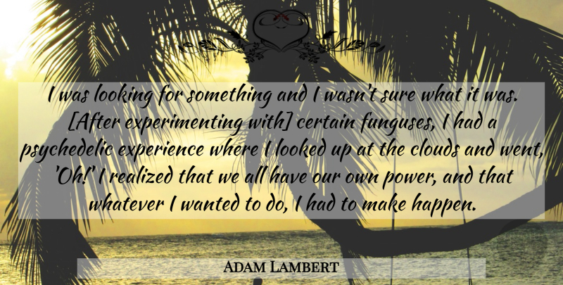 Adam Lambert Quote About Clouds, Psychedelic, Certain: I Was Looking For Something...