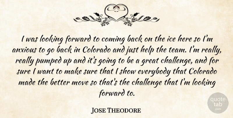 Jose Theodore Quote About Anxious, Challenge, Colorado, Coming, Everybody: I Was Looking Forward To...