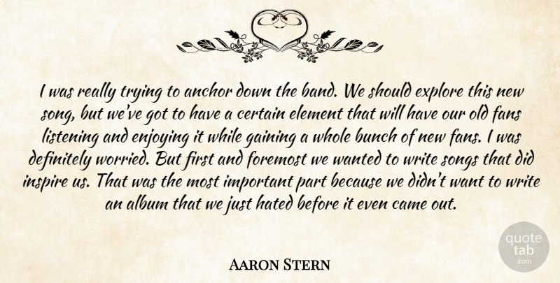 Aaron Stern Quote About Album, Anchor, Bunch, Came, Certain: I Was Really Trying To...
