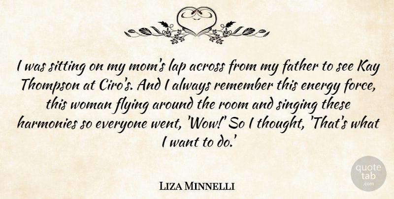 Liza Minnelli Quote About Across, Energy, Flying, Harmonies, Kay: I Was Sitting On My...