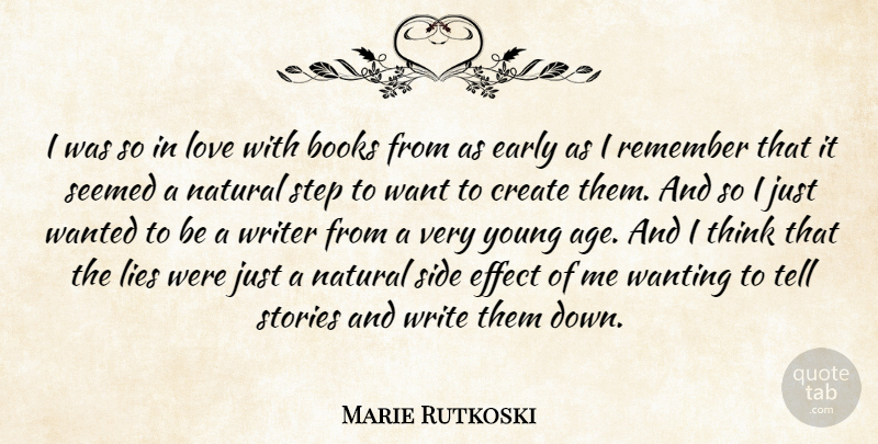 Marie Rutkoski Quote About Age, Books, Create, Early, Effect: I Was So In Love...