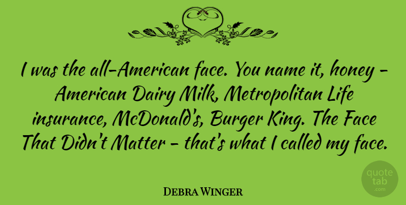 Debra Winger Quote About Kings, Mcdonalds, Names: I Was The All American...