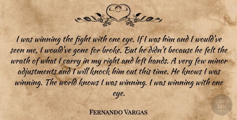 Fernando Vargas Quote About Carry, Felt, Few, Fight, Gone: I Was Winning The Fight...