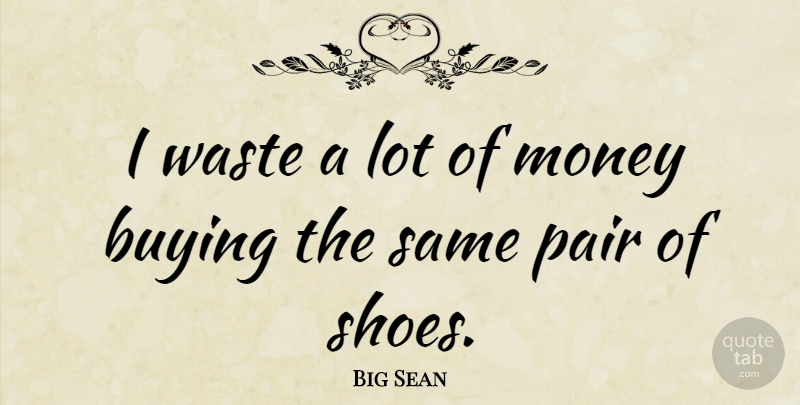Big Sean Quote About Buying, Money, Pair: I Waste A Lot Of...