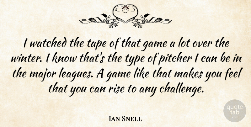Ian Snell Quote About Game, Major, Pitcher, Rise, Tape: I Watched The Tape Of...