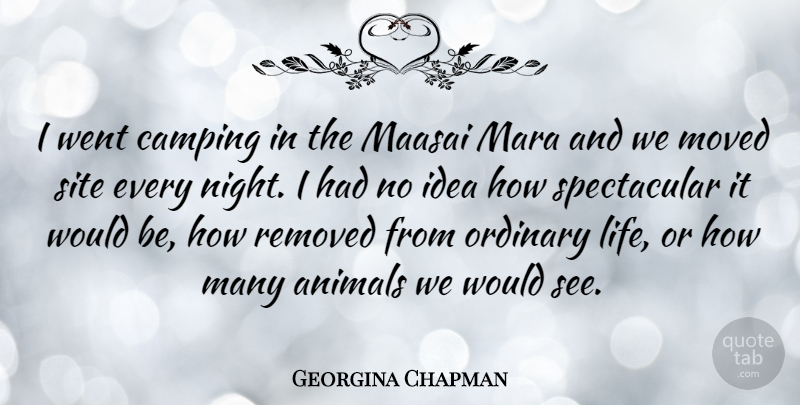 Georgina Chapman Quote About Animal, Night, Ideas: I Went Camping In The...