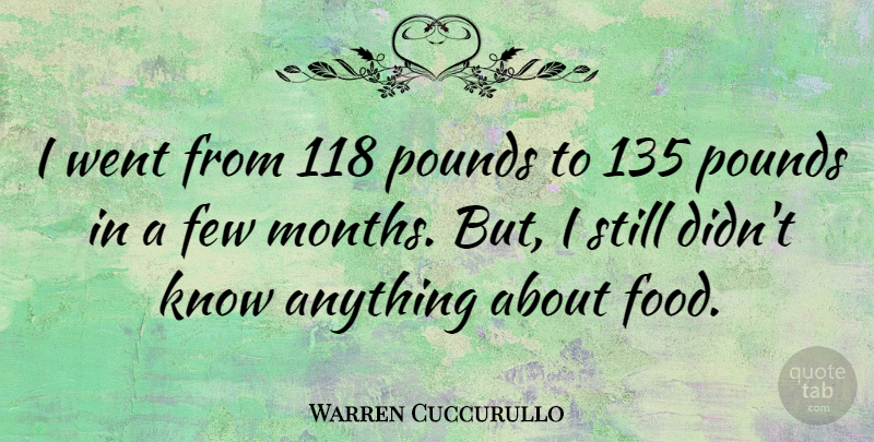 Warren Cuccurullo Quote About Pounds, Months, Stills: I Went From 118 Pounds...